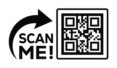 Scan QR code icon. Digital scanning qr code. QR code scan for smartphone. QR code for payment. Scan me text