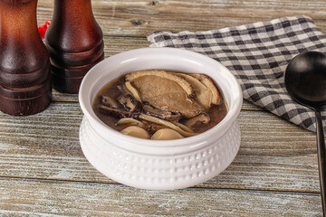 Japanese Ramen soup with duck