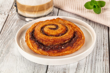 Homemade cinnabon swirl pastry with cinnamon
