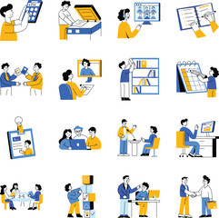 Set of Flat Style Employee Art Illustrations 
