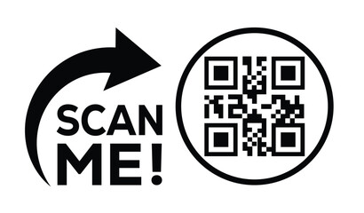 Scan QR code icon. Digital scanning qr code. QR code scan for smartphone. QR code for payment. Scan me text