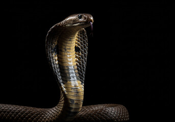 Fototapeta premium Closeup of a King Cobra in Defensive Posture