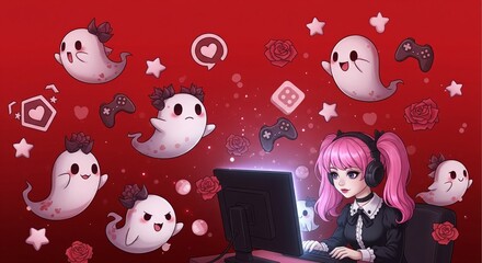 Anime gamer girl wallpaper