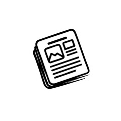 Folded Newspaper Vector Icon - Clean Black Outline Design