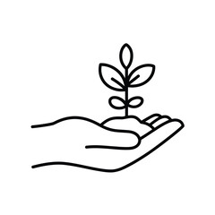Hand Holding Plant Sprout in Soil Symbolizing Growth Sustainability and Environmental Awareness
