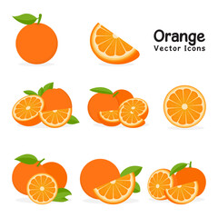 Orange Food Different Styles Vector Bundle Illustration. Colorful Orange Icons And Graphics Adobe Stock