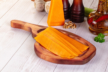 Yellow cheddae cheese slices snack