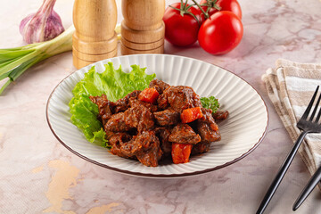 Hungarian goulash with beef meat