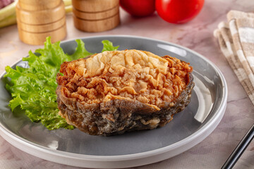Roasted cod fish fillet piece