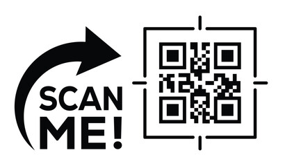 Scan QR code icon. Digital scanning qr code. QR code scan for smartphone. QR code for payment. Scan me text