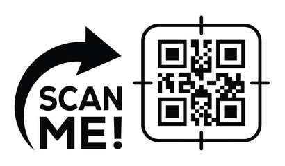Scan QR code icon. Digital scanning qr code. QR code scan for smartphone. QR code for payment. Scan me text