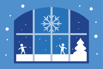 Snowflakes on Frosty Window Pane