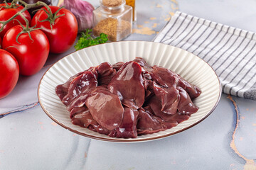 Raw chicken liver for cooking