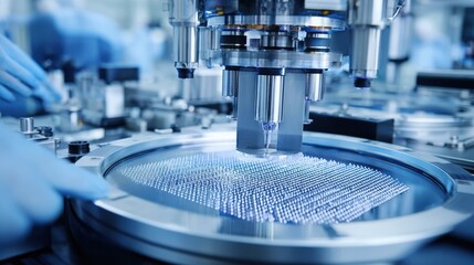 High Tech Laboratory Microfabrication Equipment with Precision Instrumentation for Scientific Research.