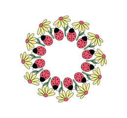 Beautiful frame with flowers. Hand drawn