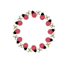 Frame. Wreath with bows and insects.
