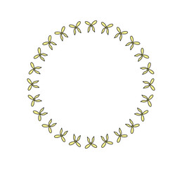 Frame with yellow bows. Hand-drawn