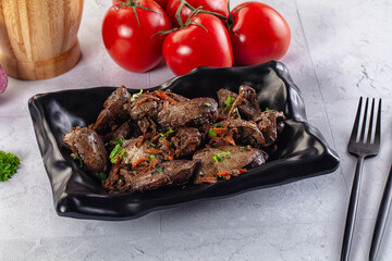 Roasted chicken liver with green onion