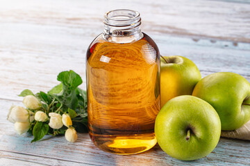 Apple yellow juice in the glass