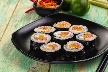 Koream homemade roll Kimbap with nori seaweed