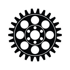 Obraz premium Black and White Gear with Circular Cutouts Isolated on White Background