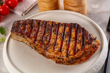 Grilled pork steak with bone