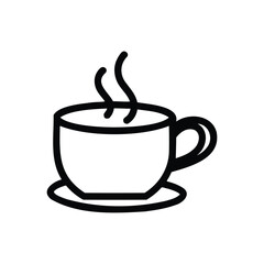 A Simple Line Art Illustration of a Steaming Coffee Cup on a Saucer Representing Warmth and a Relaxing Beverage