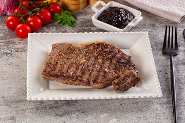 Grilled rib eye beef steak
