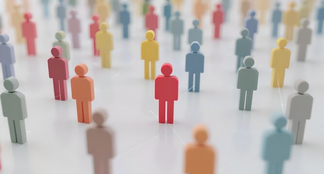 Colorful People Network: Connected Individuals, Social Connection, Diverse Community, Human Figures, Networking Concept, Digital Connection, Leadership Theme, Business Network, Social Media