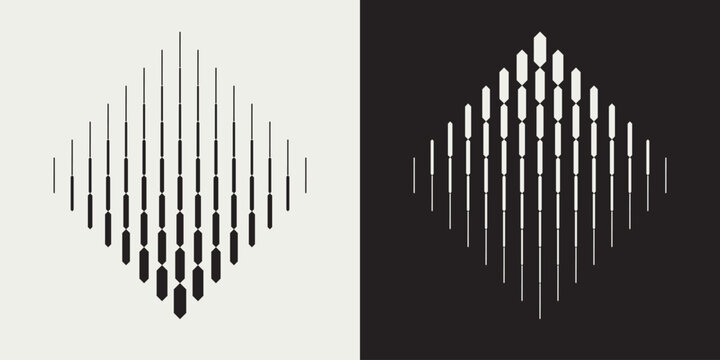 Contrast abstract pattern in square shape. Dynamic vertical lines and geometric shapes. Blend effect creating optical illusions and visual movement. Vector illustration