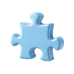 Obraz premium A single light blue puzzle piece is presented against a stark black backdrop The piece is glossy and appears to be made of plastic or a similar material