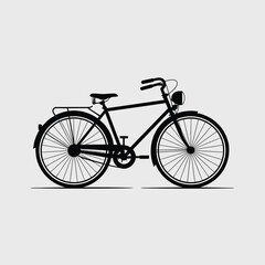 Vintage Bicycle Silhouette Illustration with Headlight and Rack on Light Background