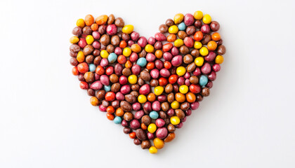 Heart shaped figure formed by multi colored alm
