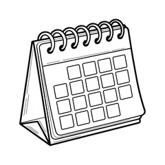 Desk Calendar Outline Illustration for Planning Scheduling and Time Management Concepts