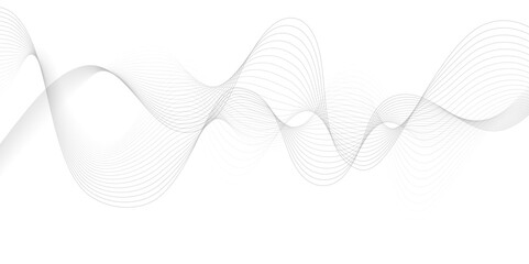 White wave curve lines banner background design. Abstract soft wave lines dynamic flowing gray light isolated background. Vector Illustration of the gray pattern of lines. Black stripes on white .