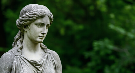 Classical Stone Statue of a Woman in Garden