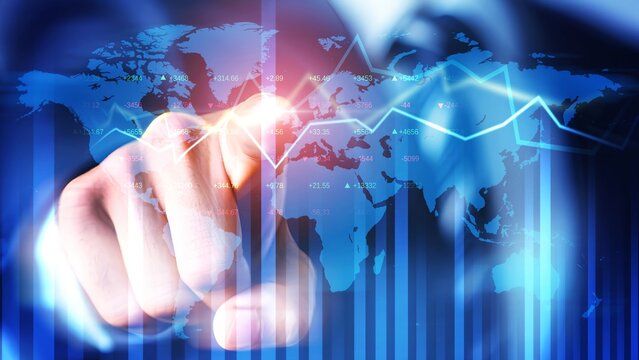 Financial Global Technology Data Concept with Digital Graph Interface - Powered by Adobe