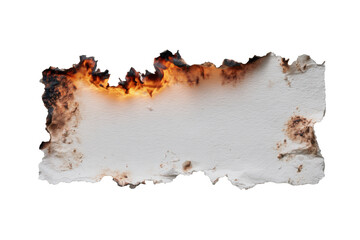 Distressed torn paper with burnt edges isolated on transparent backdrop, horizontal frame copy space for vintage digital resources.
