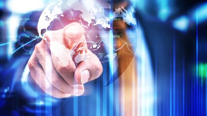 Digital World Interface with Global Touch on Futuristic Tech Background