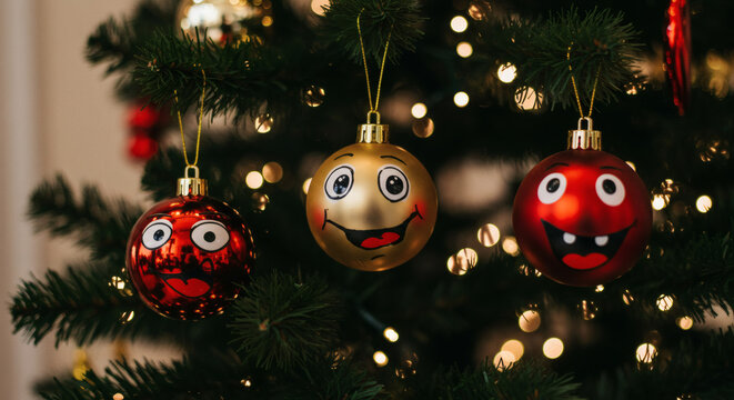 Smiling Face Baubles for Christmas Decor
