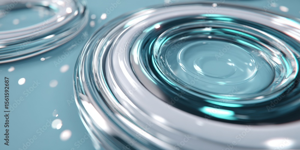 Poster close-up of swirling water with ripples and bubbles creating dynamic patterns.