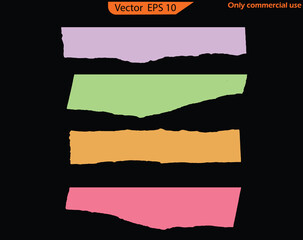 Set of vector banners. Set of vector banners with different colors. Paper Scraps Set. Torn and Ripped Notebook Page Pieces with Grainy Paper Strips. EPS 10 Vector	
