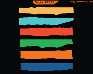 Set of vector banners with different colors. Paper Scraps Set. Torn and Ripped Notebook Page Pieces with Grainy Paper Strips. EPS 10 Vector