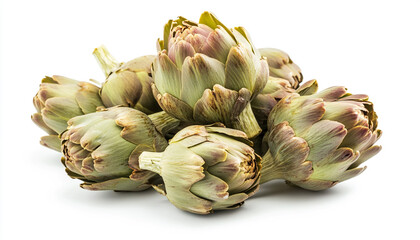 Fototapeta premium Delicious loating artichoke hearts isolated on white background
