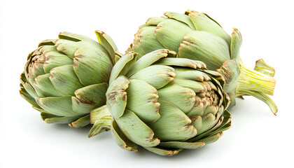 Delicious loating artichoke hearts isolated on white background