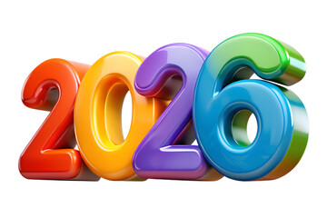 3d new year 2026 isolated on transparent background