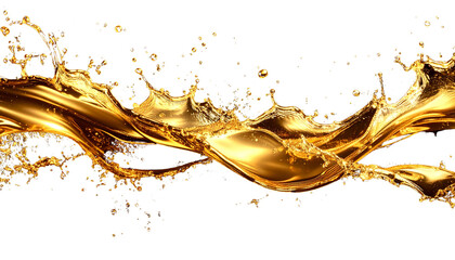 Fototapeta premium Multicolored splashes of gold paint isolated on white background