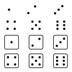 Dice pattern icon. Random cube pattern. Gaming randomness Vector. Minimal white grid.