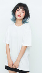 Fototapeta premium A model wearing an oversized white t-shirt, Mockup Oversized T-Shirt