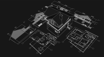 house plan concept 3d illustration